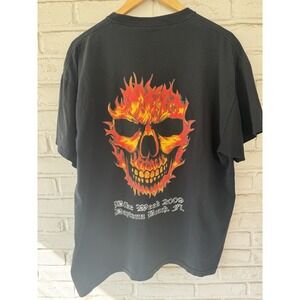 90s Y2K Jnco Style Flaming Skull Vintage T-shirt Rare Bike Week 2009 Daytona 2XL